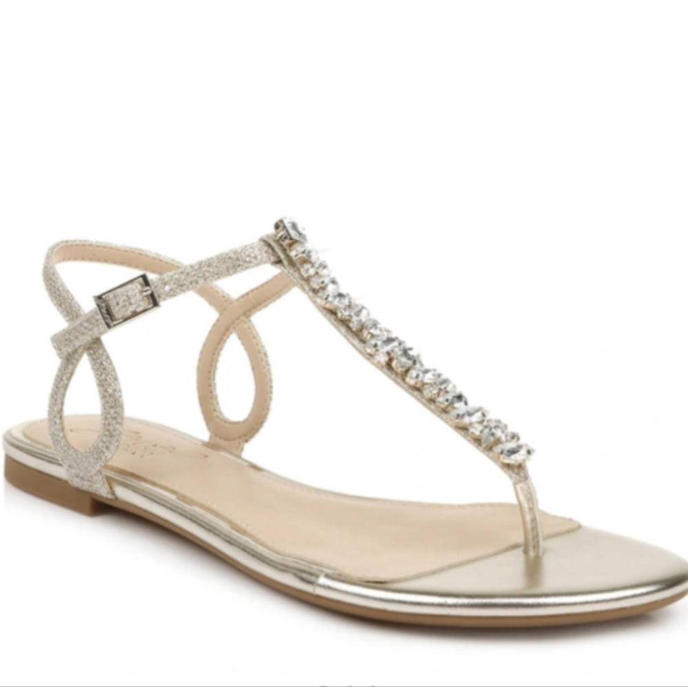Badgley Mischka "Natalie Flat" T-strap sandals